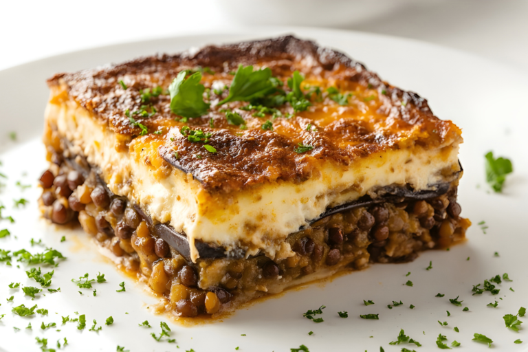 Musaka vegetariana de lentejas