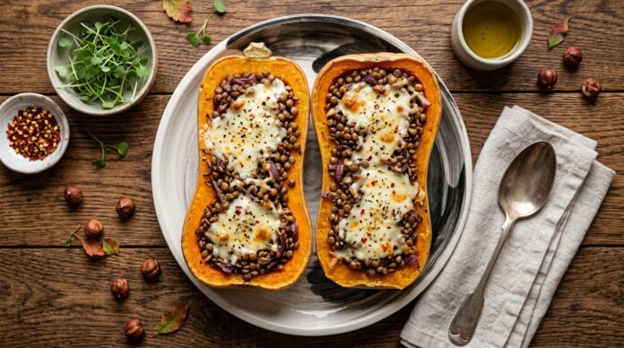 Receta de Calabaza rellena con lentejas